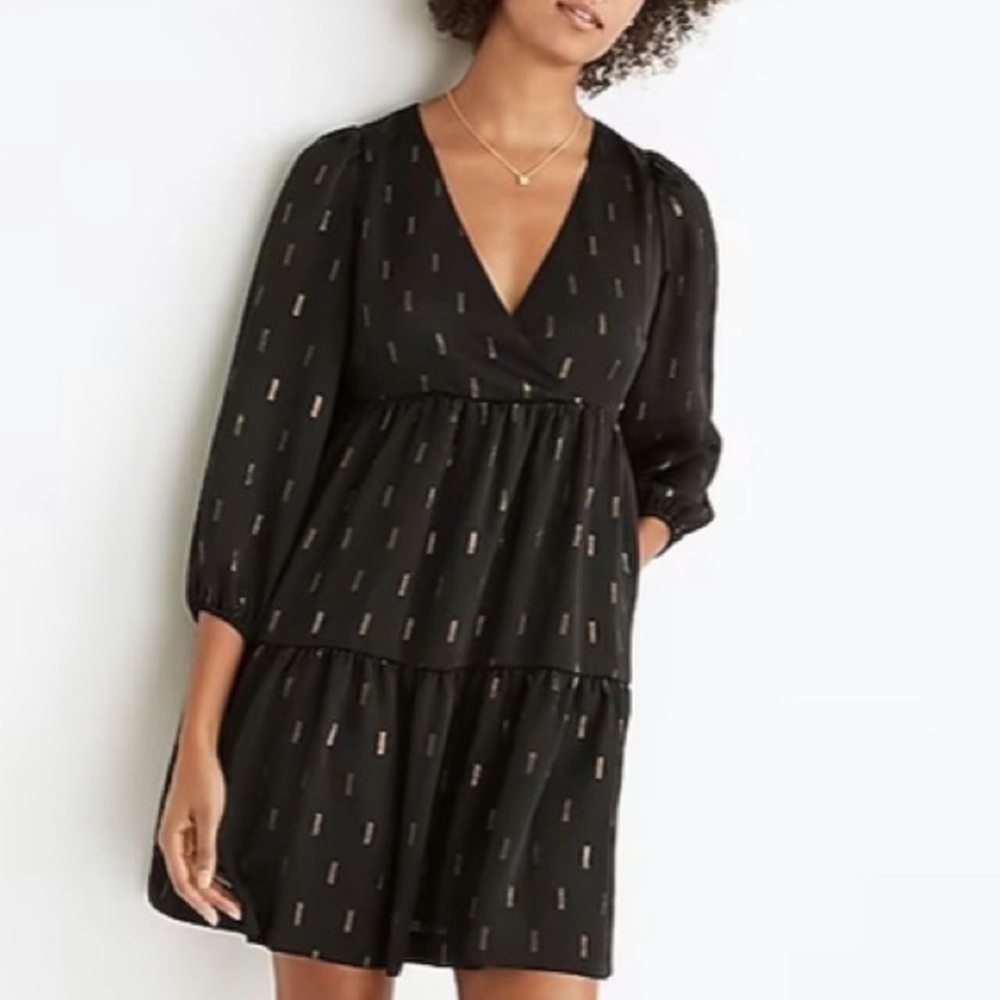 Madewell metallic tiered mini dress